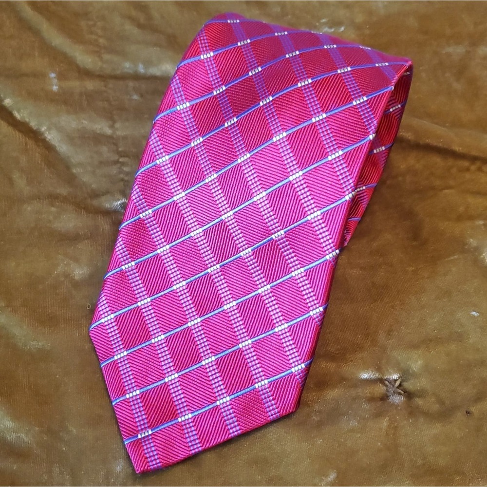 Robert Talbott red striped silk men's necktie
